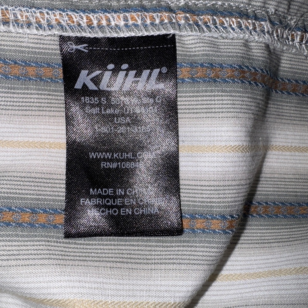KUHL Men XL Gray Striped Short Sleeve Button Up Shirt Cotton Blend Outdoor - Picture 5 of 7